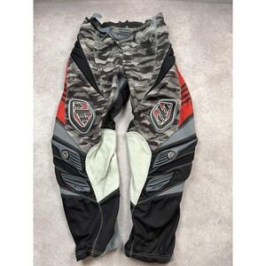 Troy Lee Designs Pants Mens 34 Black Gray Camo SE Motocross MX Leather Knee